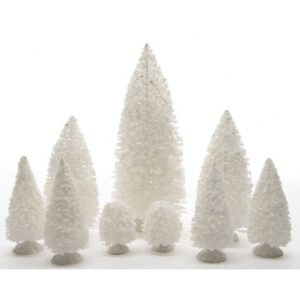Lumineo Kerstdorp kerstbomen – 9x st – wit – polyresin – Miniatuur boompjes – /kerstbomen/mini-kerstbomen–50-cm [#067567]