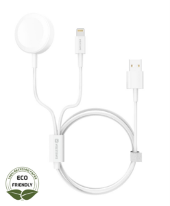 Swissten Swissten Swissten Draadloze 2 in 1 Magnetische Oplader – Lightning Kabel – 1.2M – Wit – Retourdeal – Opladers/Apple Watch/Apple Watch [#209471]