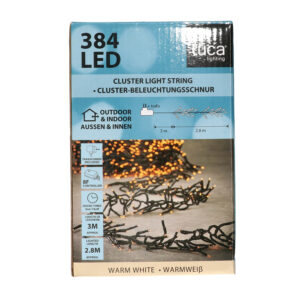 Luca Lighting Clusterverlichting?- 384 led lampjes – warm wit – 280 cm – timer functie?-kerstverlichting – /kerst-verlichting/boomverlichting/cluster-verlichting [#462931]