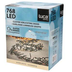 Luca Lighting Kerstverlichting – 768 lampjes – afstandsbediening – warm wit – 560cm – clusterverlichting – /kerst-verlichting/boomverlichting/cluster-verlichting [#182586]
