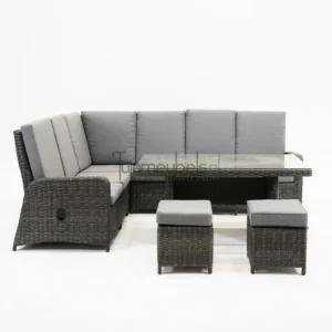 Vita Hoekbank Vita Veloso wicker incl tafel en hockers [#9748]