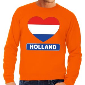 Bellatio Decorations Oranje Holland hart vlag sweater heren – /kleding-amp-accessoires/oranje–sweaters [#109652]