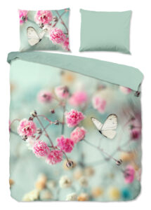 Good Morning Good Morning Dekbedovertrek "bloemen en vlinders" – Mint – (240×200/220 cm) – Katoen [#145275]