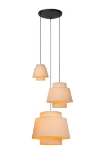 Lucide Lucide TRIBUTE – Hanglamp – Ø 76 cm – 3xE27 – Geschikt voor vide en hoge plafonds – Beige [#351338]