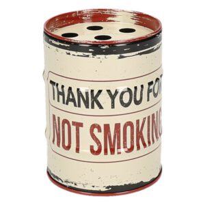 Merkloos Asbak Olievat – Wit met donker rood – Metaal – 7,5 cm – /keuken-servies-bbq/asbakken [#100873]