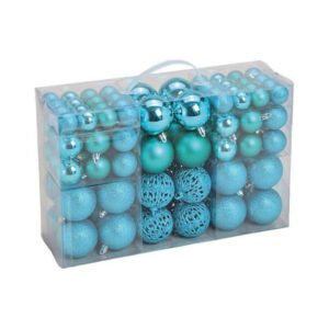 Merkloos Kerstballen – 100 stuks – turquoise blauw – kunststof – 3-4-6 cm – /kerstboom-vulling-soorten/kerstballen/complete-sets-kunststof-ballen [#213368]