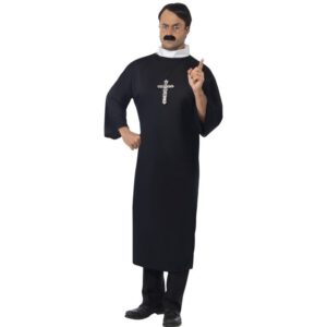 Merkloos Priester verkleed kostuum voor heren – zwart – religieuze verkleedkleding – /heren-verkleedkleding [#113967]